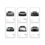 Spor araba posteri Supercar tuval baskılar siyah-beyaz yarış arabası duvar dekorasyonu modern araba duvar sanatı erkek çocuklar için ev yatak odası ofis yurt oda dekorasyonu (6 adet 20 x 30 cm