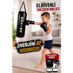 Spor Byfit Çocuk Boks Seti 53 Cm X 20 Cm Boks Torbası + Boks Eldiveni + Tavan Kancası - 3' Lü Set