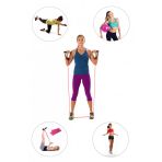Spor Byfit Yüksek Sert Tutacaklı Direnç Lastiği + Denge Topu + Pilates Bandı + Atlama Ipi - 4'lü Set