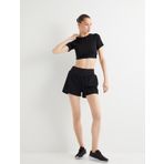 Spor Crop Tişört Slim Fit Kısa Kollu Bisiklet Yaka