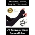 Spor Esnek Uzun Kol Anti Uv Güneş Koruyucu Kol Kılıfı Bisiklet Motosiklet Koşu Kolluk Tesettür - Standart - Gabardin Siyah