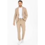 Spor Ipli Erkek Takim Elbise Slim Fit Yazlik Full Likrali - 54 - Bej