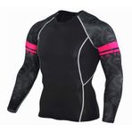 Spor kompresyon tişörtü, erkekler için, hızlı kurur, nemi dışarı atar ve nefes alır, uzun kollu spor fitness antrenmanı, futbol jogging için. (T-97, L)