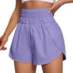 Spor pantolonu, kadın, kısa, bol şort, hızlı kurur, dış mekan, hafif, kısa pantolon, yüksek bel, elastik bel, streç yürüyüş pantolonu, cepli, dış mekan pantolonu, boş zaman pantolonu, 1-lila, XXL