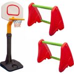 Spor Seti - Basket Potası 2 Adet Minyatür Kale - Anaokulu - Futbol Çocuk Spor Alanı Çocuk Oyun Alanı - Kırmızı