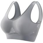Spor sütyeni, kadın, Push Up dikişsiz sütyen, seksi, içi boş iç çamaşırı, üst giyim, askısız, yumuşak sütyen, hafif, nefes alır, dolgulu sütyen tişört, fonksiyonel sütyen, Gri, 4XL