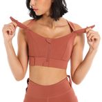 Spor sütyeni, kadın, yoga, fitness, askısız, büstiyer sütyen, antrenman, güçlü tutuş, dolgulu, çapraz sırt, cırt cırtlı bant, ön kilit, spor kıyafeti, aktif giyim, spor iç çamaşırı, Kırmızı, 42-44
