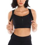 Spor sütyeni, kadın, yoga, fitness, askısız, büstiyer sütyen, antrenman, güçlü tutuş, dolgulu, çapraz sırt, cırt cırtlı bant, ön kilit, spor kıyafeti, aktif giyim, spor iç çamaşırı, Siyah, 38-40