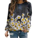 Spor sweatshirt, kadın, uzun kollu tişört, renkli kazak, sonbahar, kış bluz, üst giyim, kadın, yuvarlak yaka, sweat kazak, kazak, moda, tunik, kış için, Gri, XXL