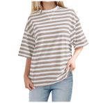 Spor tişört, kadın, büyük beden, gündelik, çizgili, kısa kollu, yuvarlak yaka, bol tunik, üst giyim, yazlık bluzlar, basic üst giyim, genç kız, kutlama tişörtü, moda gömlek, bluz, yazlık tişört,