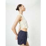 Spor Yarım Atlet Yanları Drape Detaylı Bisiklet Yaka