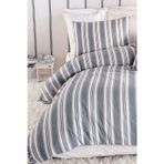 Sport Çizgili Nevresim Takımı Tek Kişilik Soft Line Antrasit