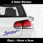 Sport Yazı Sticker Etiket - 2 Adet Araba Kask Motosiklet Laptop Tablet Pc Atv Uyumlu Sticker 2 Adet