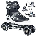 Sportaj Paten Premium TAJ-J1 Pro Paten Beyaz Led Işıklı Silikon Teker 3 in 1 Inline Çocuk Yetişkin Paten (Beyaz, 31-34)