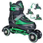 Sportaj Paten Premium TAJ-J1 Pro Paten Beyaz Led Işıklı Silikon Teker 3 in 1 Inline Çocuk Yetişkin Paten (Yeşil, 31-34)