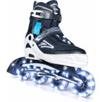 Sportaj Siyah Inline Paten Beyaz LED Işıklı Silikon Teker Taj-J1 Pro 3 In 1 Teker Ayarlı - Beyaz - Siyah - 31 - 34