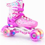 Sportaj Speedx Flower Profesyonel Çocuk Pateni Işıklı Silikon Tekerler Taşıma Çantalı - Pembe - Beyaz - 34 - 37