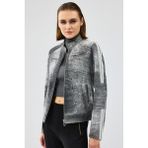 Sporty Kadın Gri Kısa Nubuk Deri Spor Ceket 24WGD5227WB - M