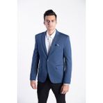 Sposo 5108 Dar Kalıp Yarım Astarlı Mavi Erkek Blazer Ceket - 52 - Indigo - Mavi