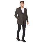 Sposo 5122 Dar Kalıp Ceket Yaka Antrasit - Siyah Balıksırtı Kısa Palto %60 Wool %40 Poly Erkek - 50