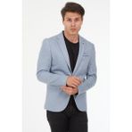 SPOSO 5126 Dar Kalıp Yarım Astarlı Erkek Ceket - Gri - Mavi - 56