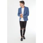 Sposo Erkek Indigo Mavi Dar Kalıp Blazer Ceket - 54 - Açık İndigo