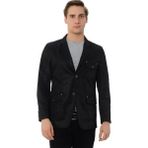 Sposo G-112 Klasik Kalıp Yarım Astarlı Çizgili Erkek Ceket - 2XL - 001-Siyah