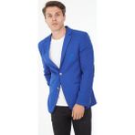 Sposo G-154 Dar Kalıp Örme Kumaş Saks Mavi Erkek Blazer Ceket - 46 - Açık Saks Mavi