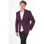 Sposo G-158 Dar Kalıp Örme Kumaş Füme Erkek Blazer Ceket - 48 - Açık Mor