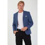 Sposo G-193 Dar Kalıp Örme Kumaş Indigo Erkek Blazer Ceket - 52 - Açık İndigo