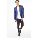 Sposo G-202 Dar Kalıp Yarım Astarlı Lacivert Erkek Blazer Ceket - 50 - 01L-Lacivert