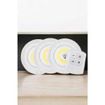 Spot Lamba LED Işık 3'lü Uzaktan Kumandalı Pilli Yapışkanlı Kablosuz - Renkli