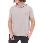 Spqr Pamuklu Kapüşonlu Kısa Kollu Sweatshirt Neptune Gri - 2XL