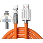 Sprange Android 180 Derece Type-C Dönebilen Şarj Kablosu Oynar Başlıklı Metal Uçlu 1 Metre