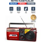 Sprange Kasetçalar Teyp Bluetooth Hoparlör USB Sd Kart Özellikli Aux Bağlantılı Yeni Nesil Antenli Retro - Kırmızı