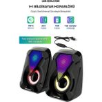 Sprange Rgb Ambiyans Işıklı 2'li Bilgisayar / Cep Telefonu Hoparlörü - Siyah