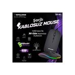 SPRANGE Sr‑m1 Şarjlı Kablosuz (BLUETOOTH USB 2.4 GHZ) Mouse – 800/1200/1600 dpı, Rgb Led, Type‑c