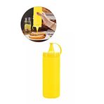 SPRENDA Plastik Kolay Kullanım Mayonez Sos Şişesi Sızdırmaz Sıvı Yağlık Şişe 400ml (Sarı)