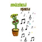 SPRİNGMAX Konuşan Dans Eden, Müzikli Işıklı Saksı Kaktüs Peluş Oyuncak Ses Taklitçi