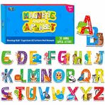 SpriteGru 26 Manyetik Alfabe, Sevimli Hayvanat Bahçesi Alfabesi ile Büyük Harf ABC Buzdolabı Mıknatısları Eğitici Yazım Öğrenme Oyunları Çocuklar, Yeni Başlayanlar İçin Oyuncaklar Seti 3 4 5 Yaş