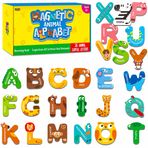 SpriteGru Büyük Boy Manyetik Harfler, Buzdolabı için Alfabe ABC Mıknatısları, Büyük Hayvan Oyuncakları, Çocuklar için Eğitici Yazım Öğrenme Oyunları, 3 4 5 Yıl, Çok Renkli