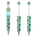 Spritewelry 2 adet Glitter boncuklu kalemler Bling Rhinestone tükenmez kalem şaft kalp elmas kristal Roller kalem DIY kişiselleştirilmiş kalem ofis okul malzemeleri yeşil