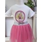 Spteks Barbie T-Shirt ve Tütü Etek Takımı - Pembe - Beyaz - 2 Yaş
