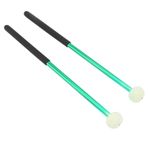 SPYMINNPOO 2 Adet Timpani Tokmaklar Yumuşak Yün Keçe Kafalı Kauçuk Saplı Alaşımlı Perküsyon Sopa, Hafif, Çok Yönlü Kullanım, Bando Davulları, Timpani, Ziller Için Rahat Tutuş (GREEN)