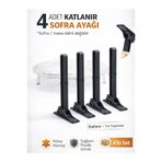 Squall 4'lü Katlanabilir Yer Sofrası Ayağı 4 Kademeli Laptop Sehpa Sini Kamp Masası Plastik Ayak Siyah 21cm