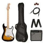 Squier 0371720603 Sonic Stratocaster Elektro Gitar Seti (2-Color Sunburst) | Frontman 10G Amfi Kılıf ve Aksesuarlar Dahi