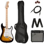 Squier 0371720603 Sonic Stratocaster Elektro Gitar Seti (2-Color Sunburst) | Frontman 10G Amfi Kılıf ve Aksesuarlar Dahil Paket