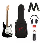 Squier 0372873106 Affinity Stratocaster Elektro Gitar Seti (Siyah) | Mustang Micro Kulaklık Amfisi Dahil Siyah Strat ve