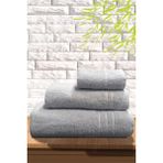 S&r 3'lü Banyo Havlu Seti - Hamam Havlu Takımı %100 Pamuk - Açık Gri - 1 Adet Banyo Havlusu, 1 Adet El Havlusu, 1 Adet Yüz Havlusu
