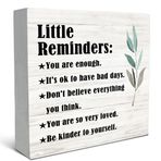 SRADMO Little Reminders You are Enough Ahşap Kutu Tabela Masa Dekoru, İlham Verici Sözler Ahşap Blok Kutu Tabela Dekorasyon Ev Ofis Raf Masa Dekoru